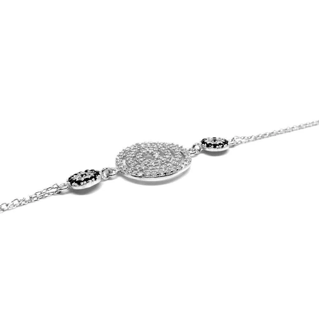 Sterling Silver Cubic Zirconia Rounds Mediterranean Style Bracelet