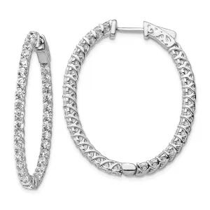 Sterling Silver CZ 66 Stones Oval Hoop Earrings