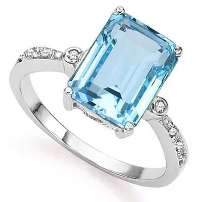 Stunning 3.8ctw Swiss Baby Blue Topaz & REAL Diamond Ring in 925 Silver