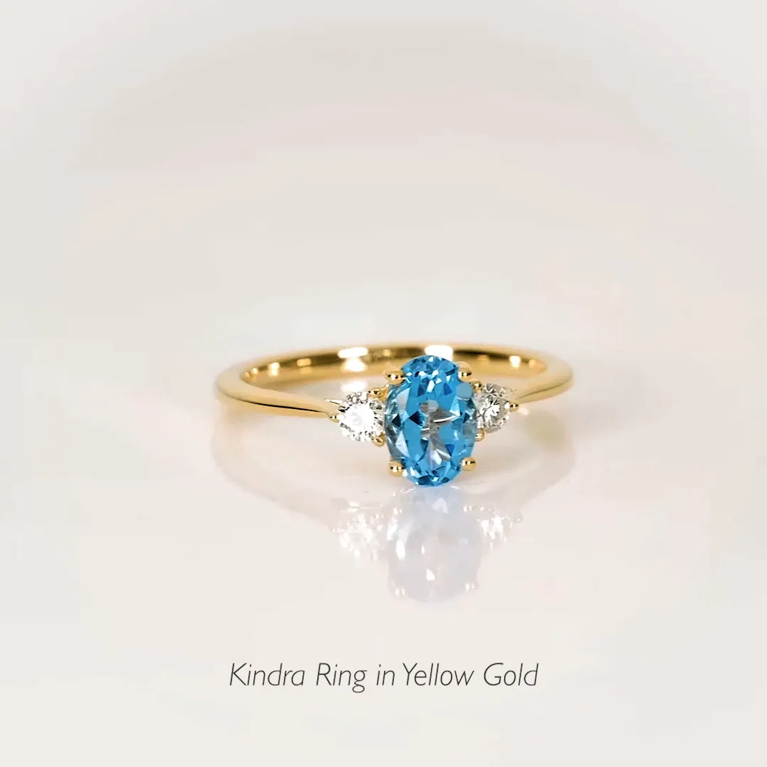 Swiss Blue Topaz and Diamond Ring Rose Gold - Kindra