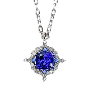 Tanzanite, Blue Sapphire and Diamond Pendant