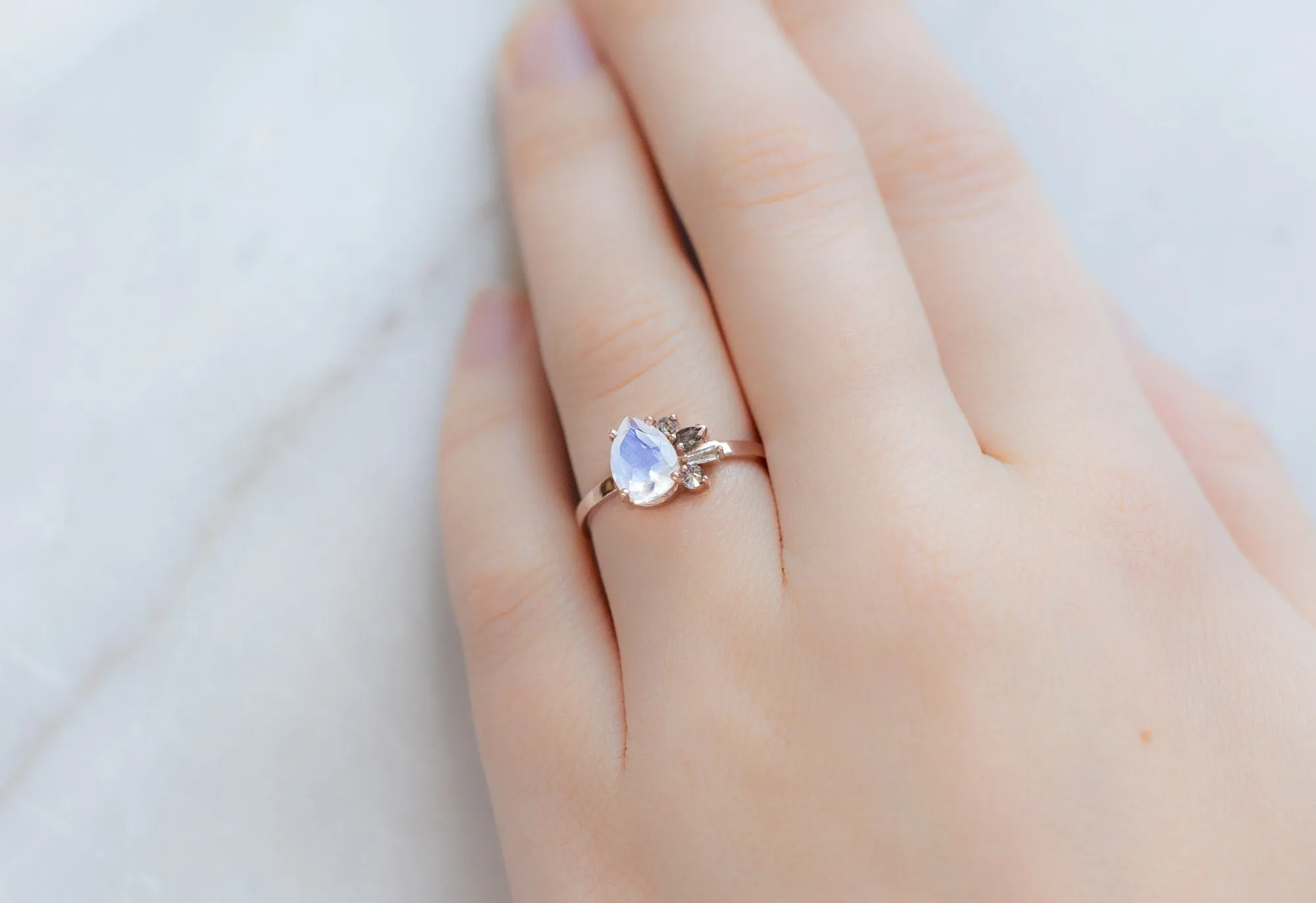 The Cluster Ring with a 1.08ct Moonstone   Diamonds