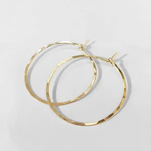 Thin Hoop Earrings in Solid 14K Gold