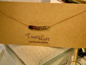 Tina’s Loft 14kt Rose Gold Filled Multicolor Sapphire 17” Necklace