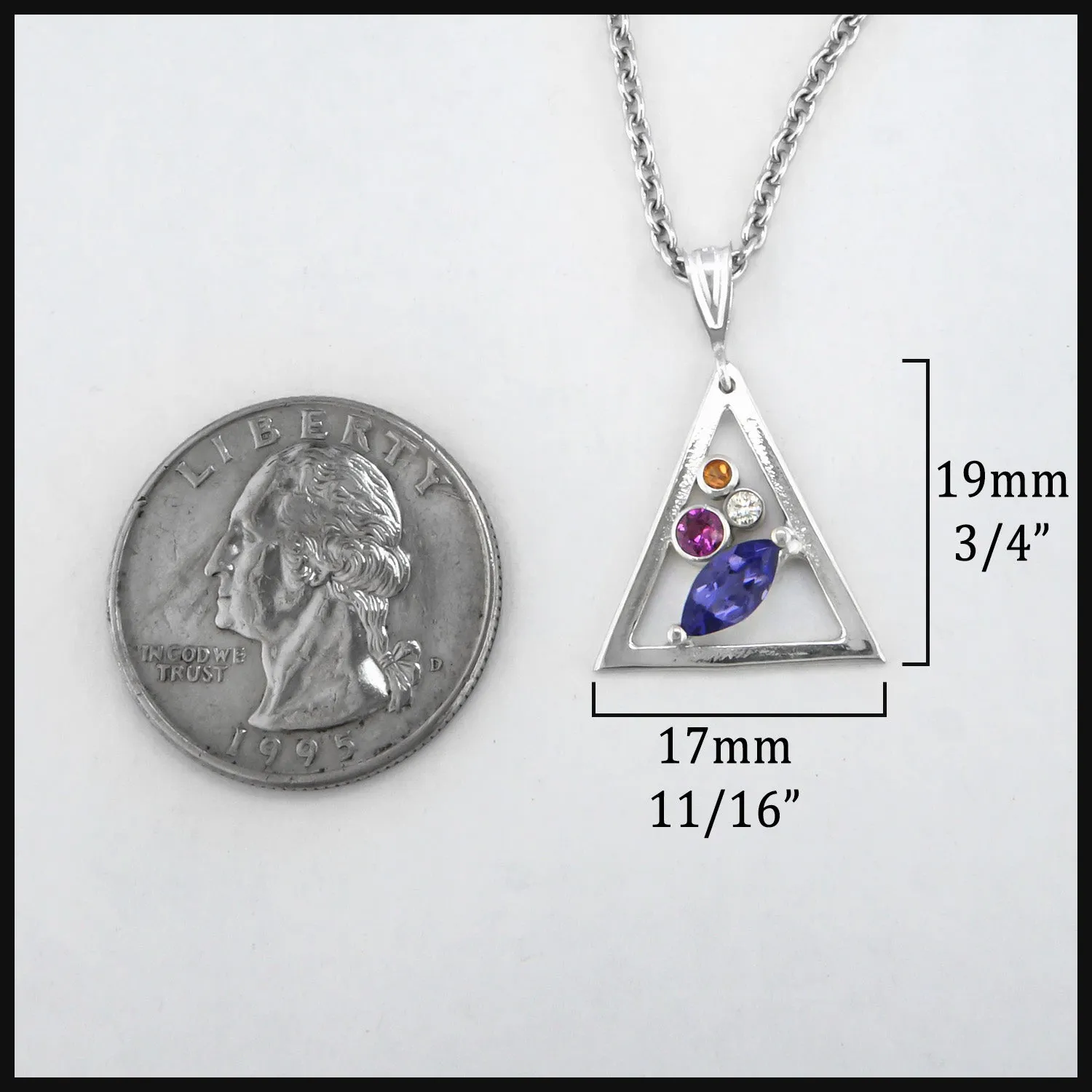 Triangle Frame Pendant with Tanzanite and Diamond