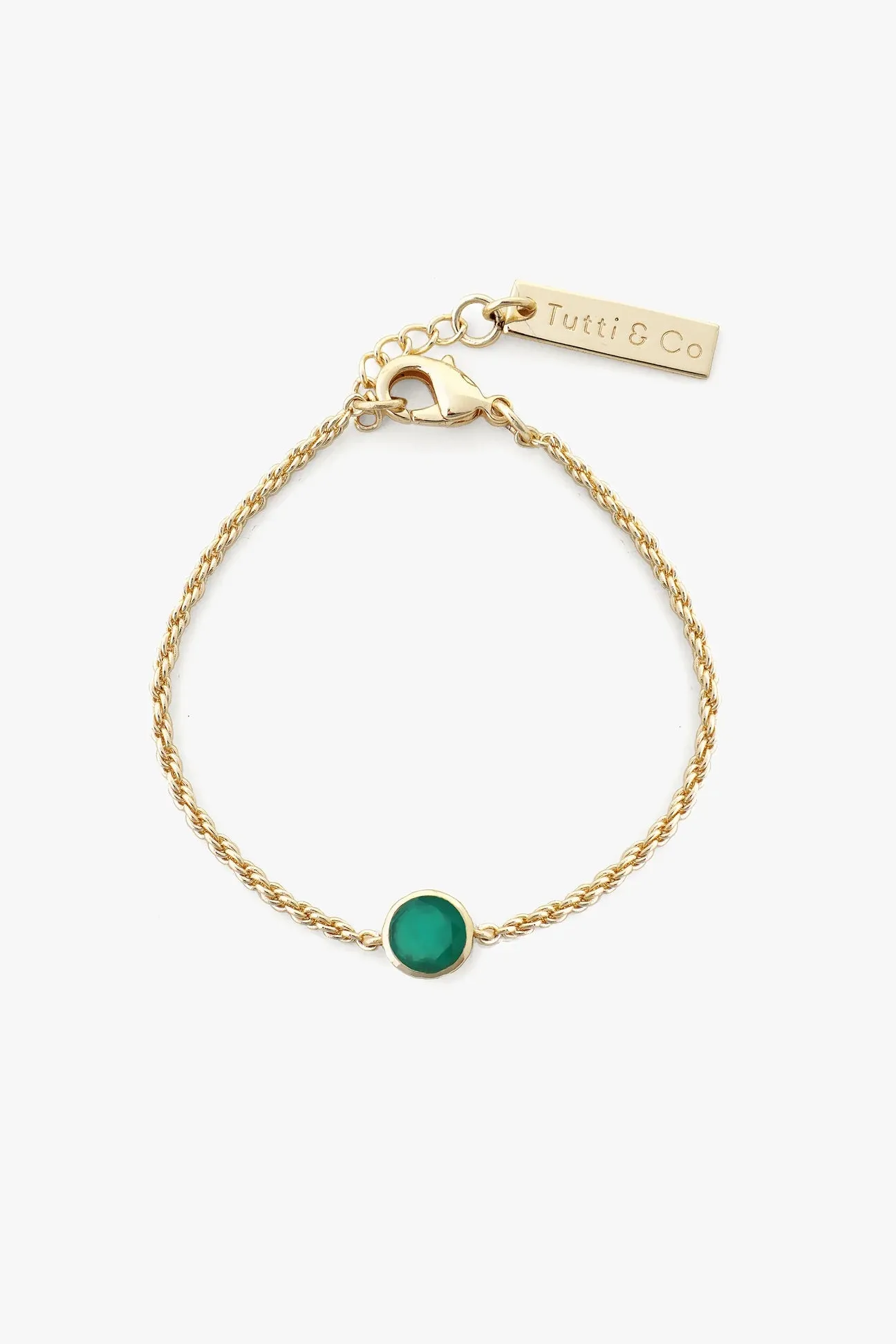 Tutti & Co Birthstone Bracelet Gold- Green Onyx (MAY) -BR594G