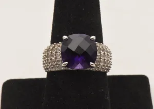 Vintage Sterling Silver Amethyst and Topaz Ring - Size 9