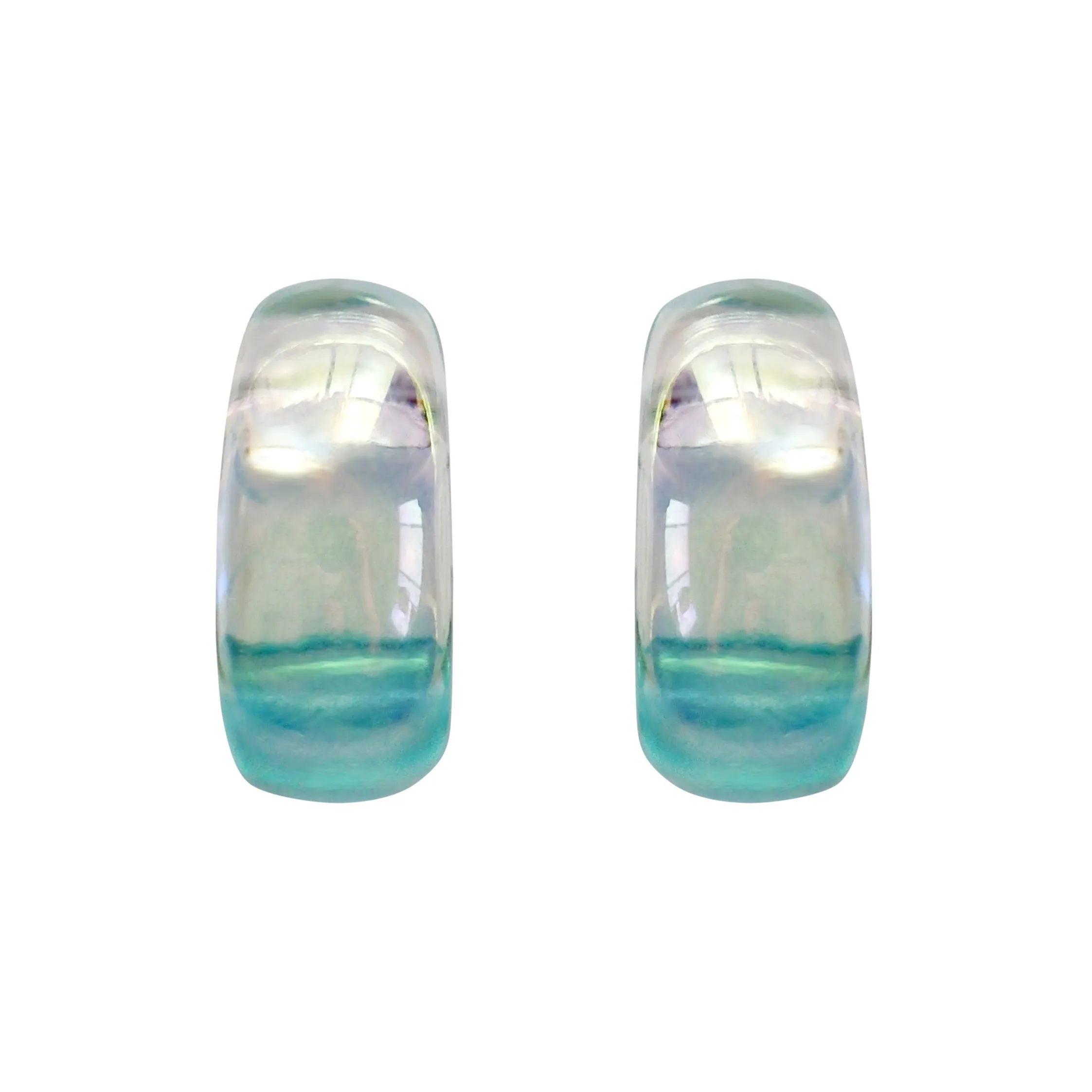 Water Blue 27mm Invisible Clip On Hoop Earrings