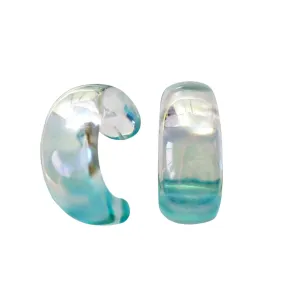 Water Blue 27mm Invisible Clip On Hoop Earrings