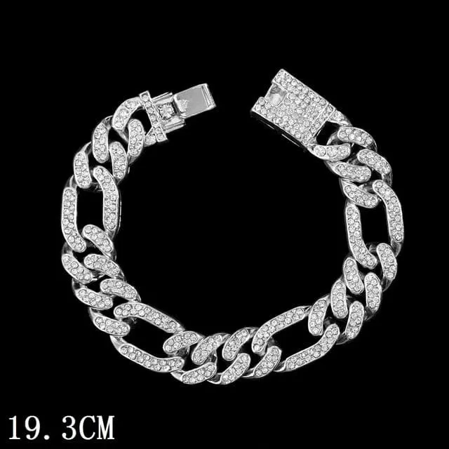 Women's Iced Out Rhinestone Cuban Chain Link Bracelet