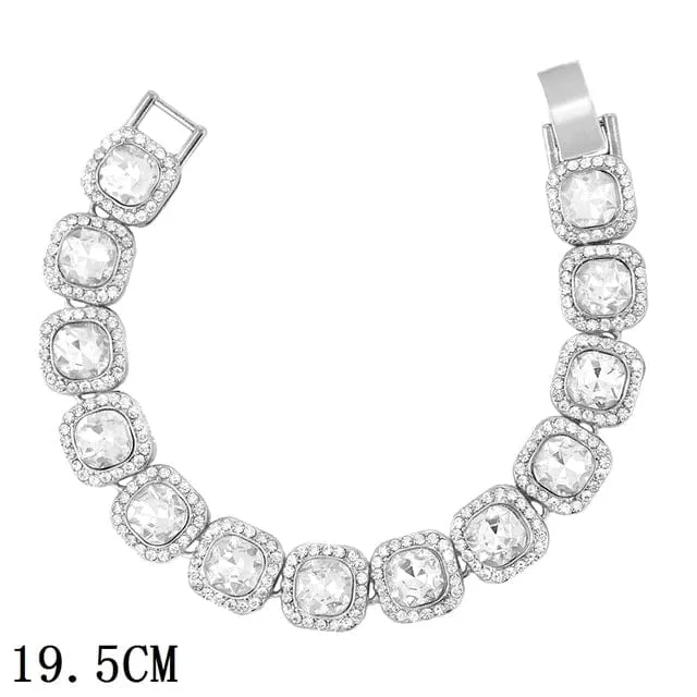 Women's Iced Out Rhinestone Cuban Chain Link Bracelet