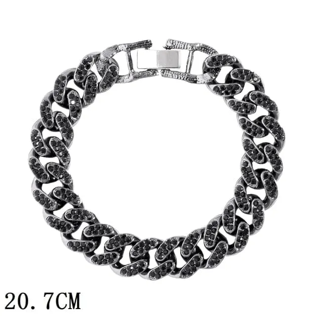 Women's Iced Out Rhinestone Cuban Chain Link Bracelet